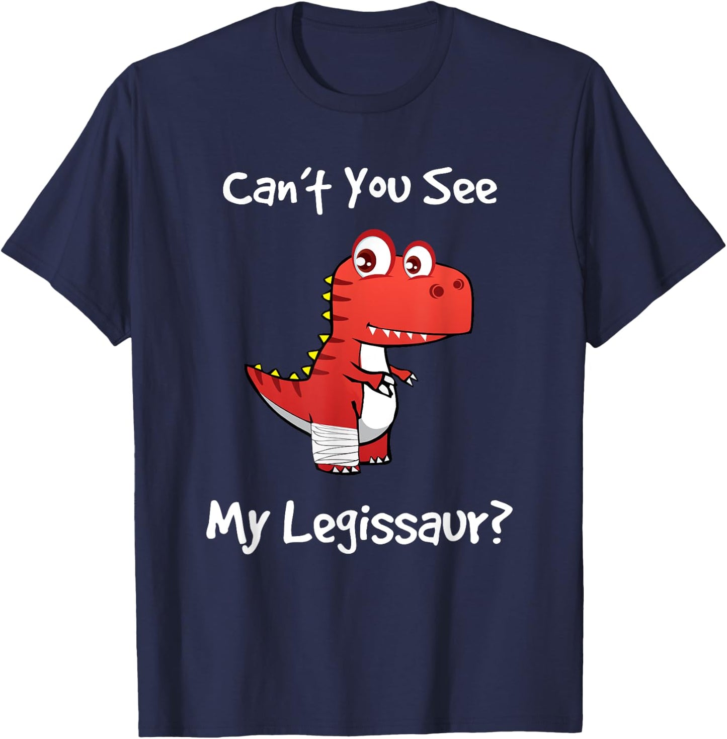 Funny Get Well Broken Leg Dinosaur Legissaur with a Cast Small T-Shirt - T-Shirt | Navy