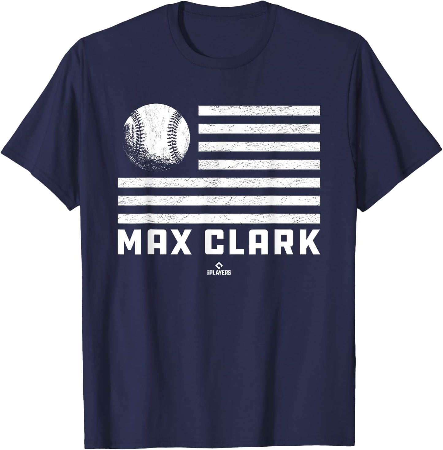 Flag Stripes Max Clark Prospect Baseball Fan Gear T-Shirt - T-Shirt | Navy