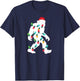 Bigfoot Santa Hat Christmas Sasquatch Xmas Lights T-Shirt - T-Shirt | Navy
