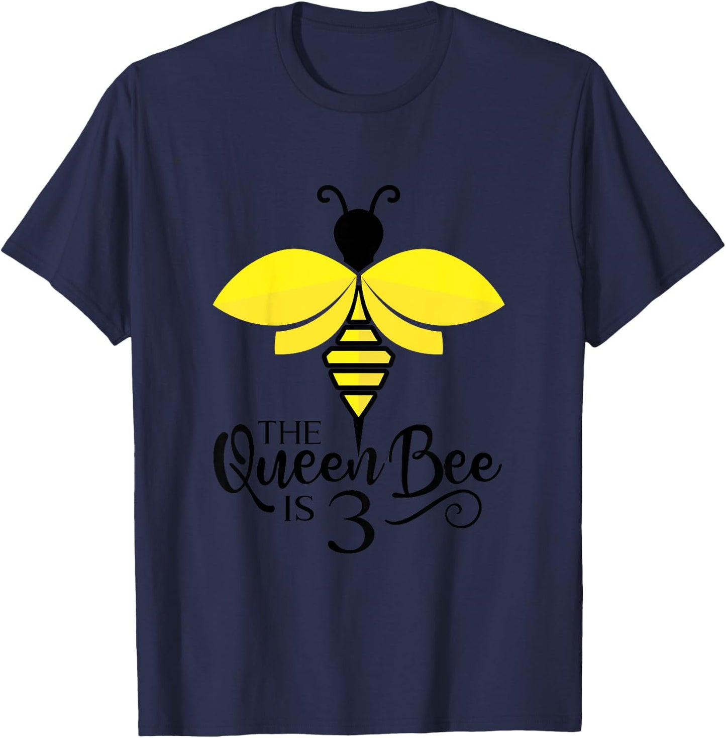 Kids 3rd Birthday The Queen Bee Is 3 Years Old Bumblebee T-Shirt - T-Shirt | Navy