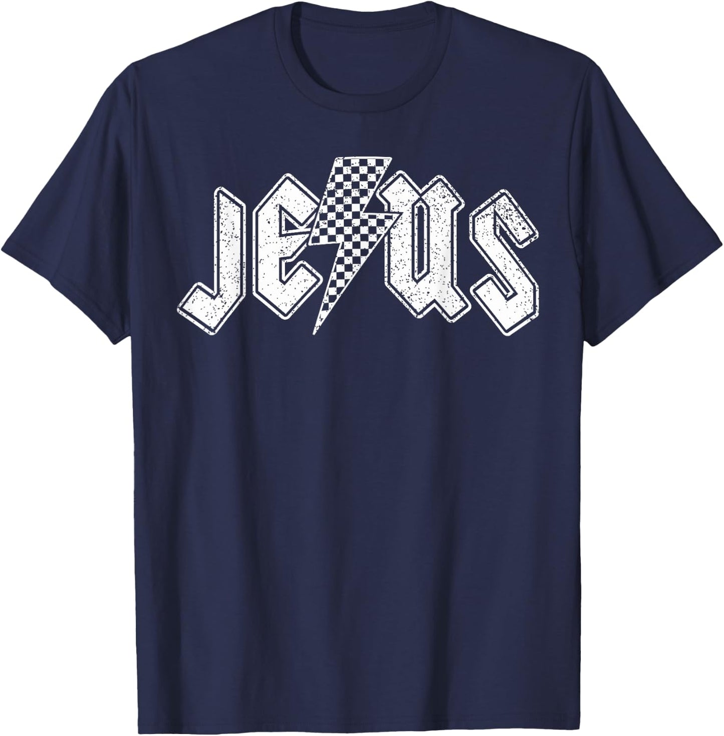 Retro Jesus Lightning Bolt Christian Design T-Shirt - T-Shirt | Navy
