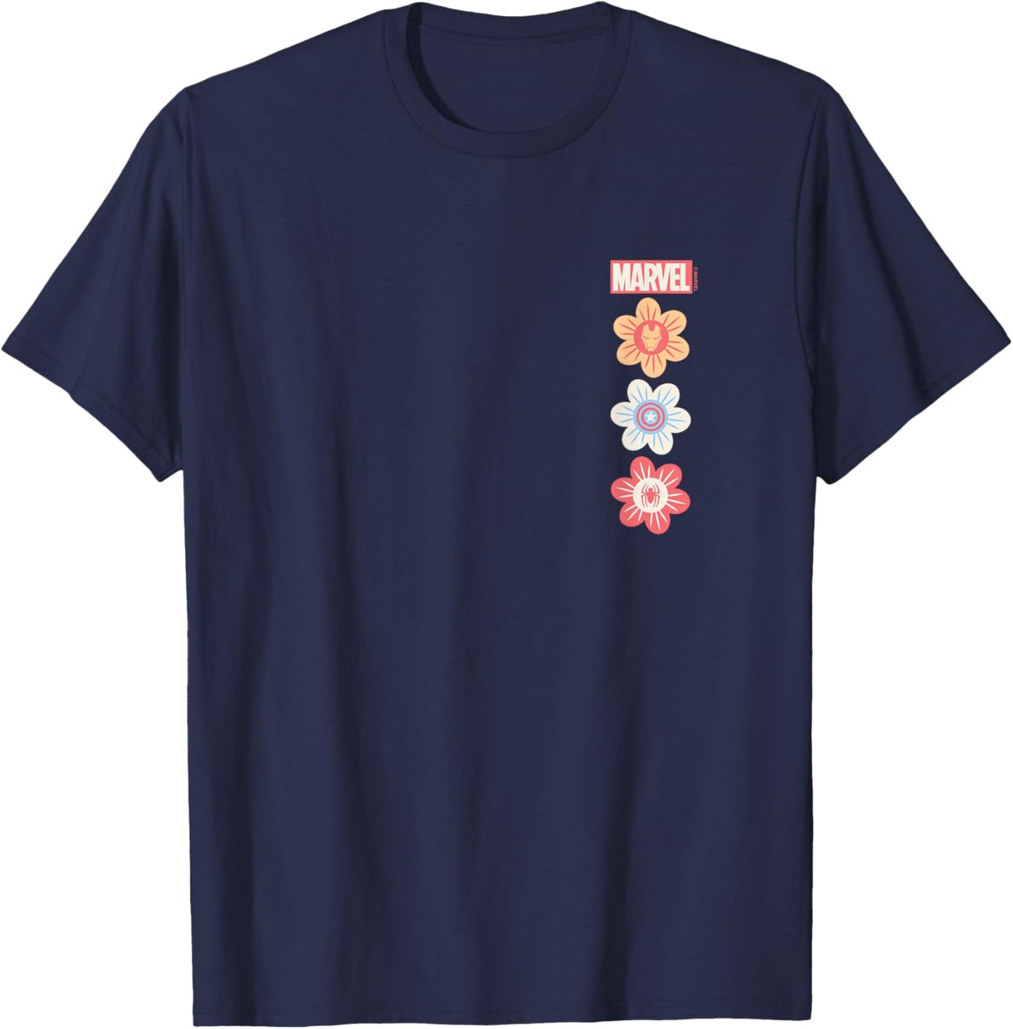 Marvel - Pastel Spring Stacked Logos T-Shirt - T-Shirt | Navy