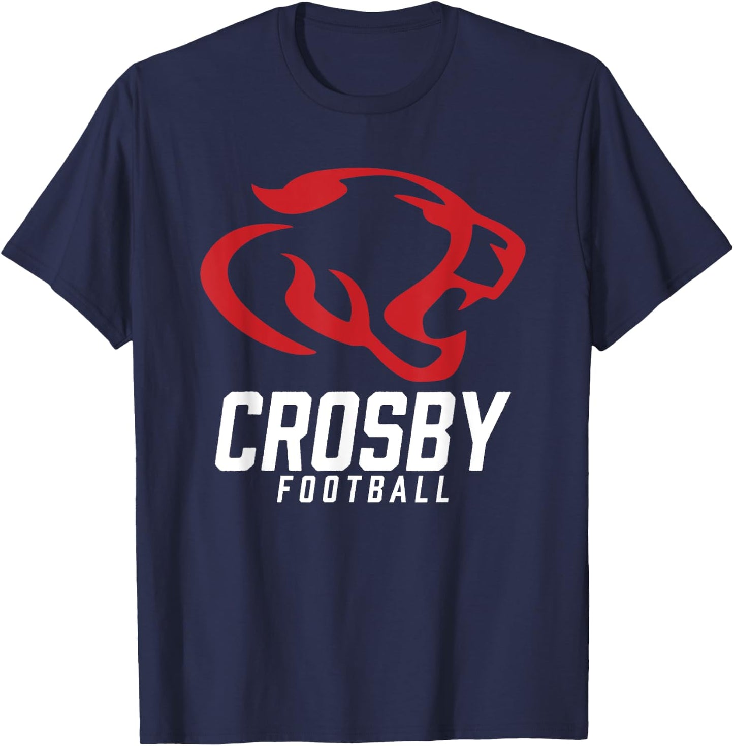 Crosby Cougars Logo Football Team HS T-Shirt - T-Shirt | Navy