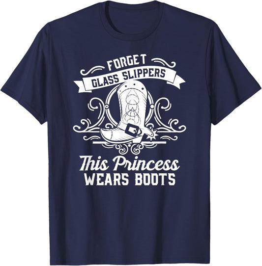 Fun Badass Princess Wears Boots Cowgirl Gift Design T-Shirt - T-Shirt | Navy