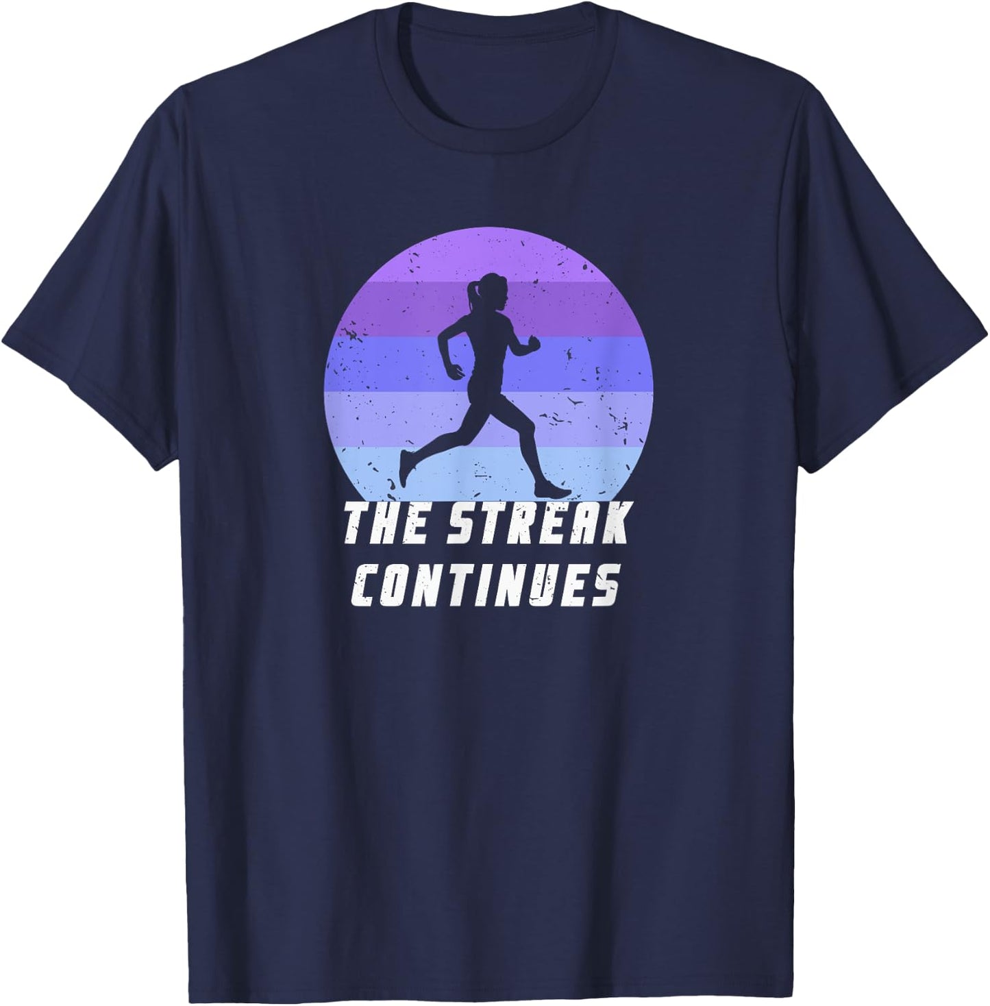 Run Streak 365 Running Daily Runner Silhouette Motivation T-Shirt - T-Shirt | Navy