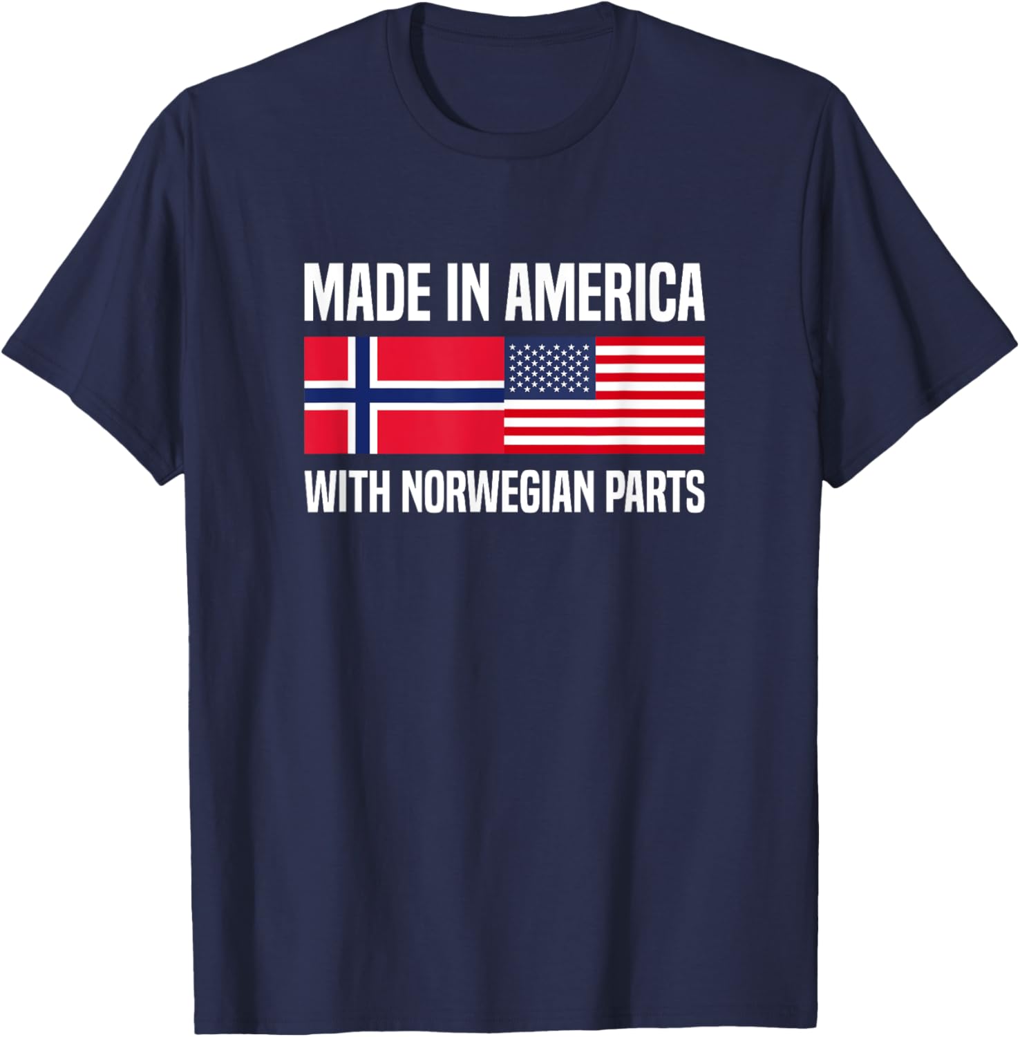 Made in America with Norwegian Parts Norwegian American T-Shirt - T-Shirt | Navy