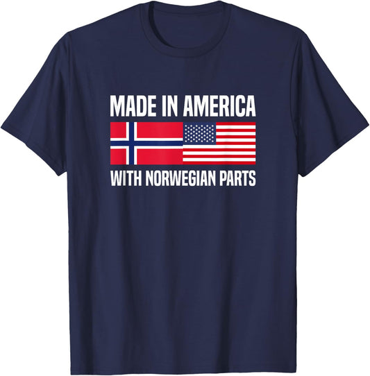 Made in America with Norwegian Parts Norwegian American T-Shirt - T-Shirt | Navy