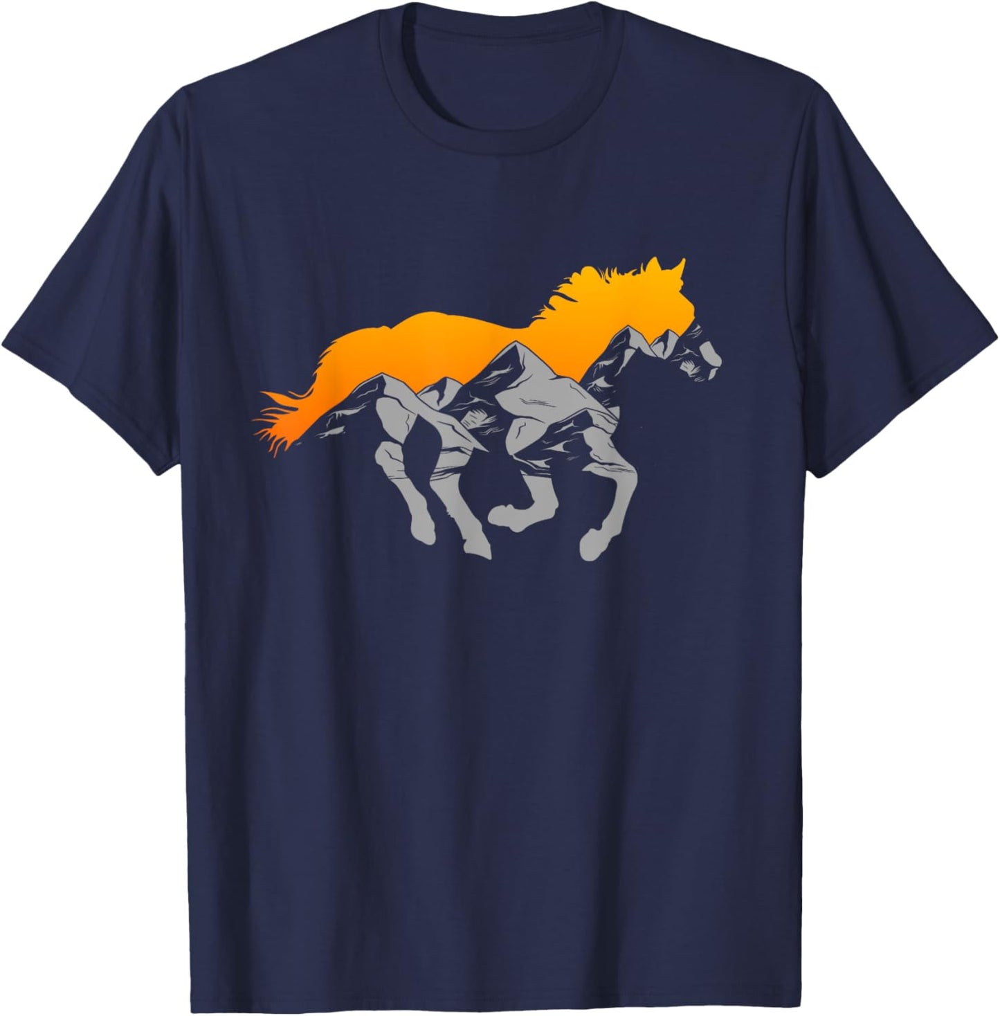 Horse Riding Apparel - Mountain and Horse T-Shirt - T-Shirt | Navy