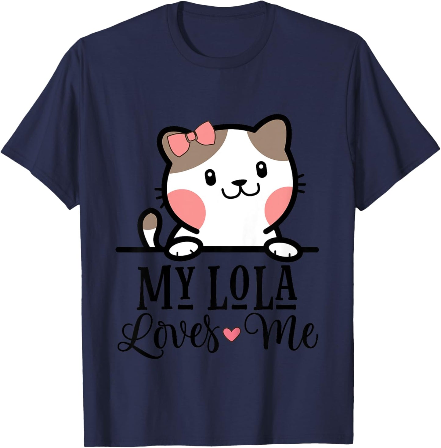 Kids My Lola Loves Me Grandkids Kitty T-Shirt - T-Shirt | Navy