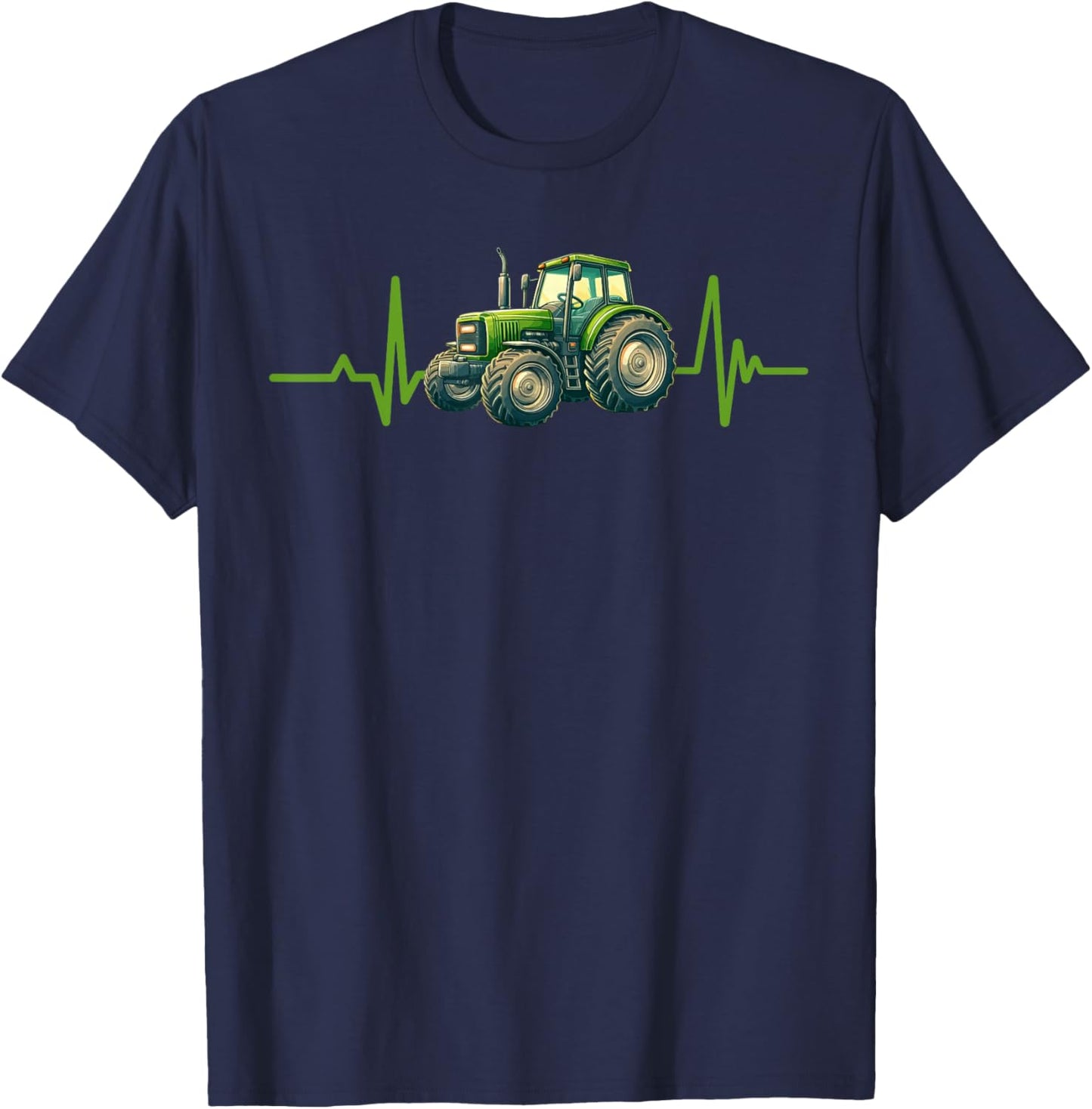 Tractor Heartbeat Farm Proud American Farmer Agriculture T-Shirt - T-Shirt | Navy