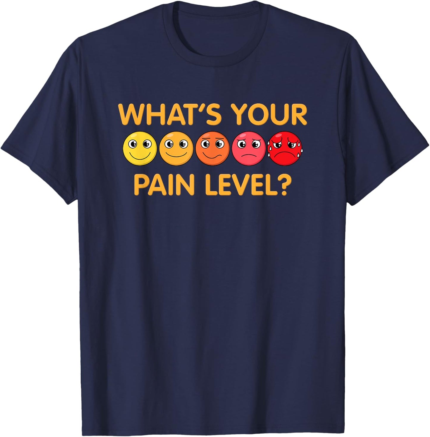 Funny Pain Scale Gym Joke Graphic Men Women Gag Pun Exercise T-Shirt - T-Shirt | Navy
