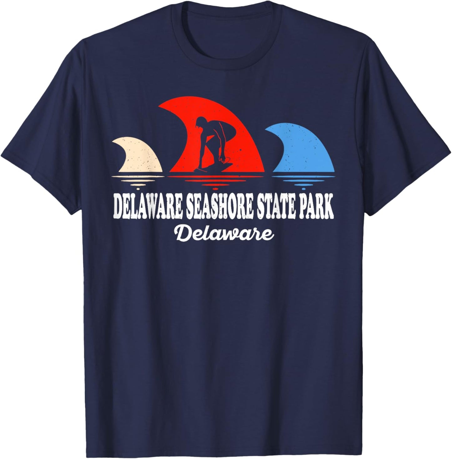 Retro Delaware Delaware Seashore State Park Surfboarding T-Shirt - T-Shirt | Navy