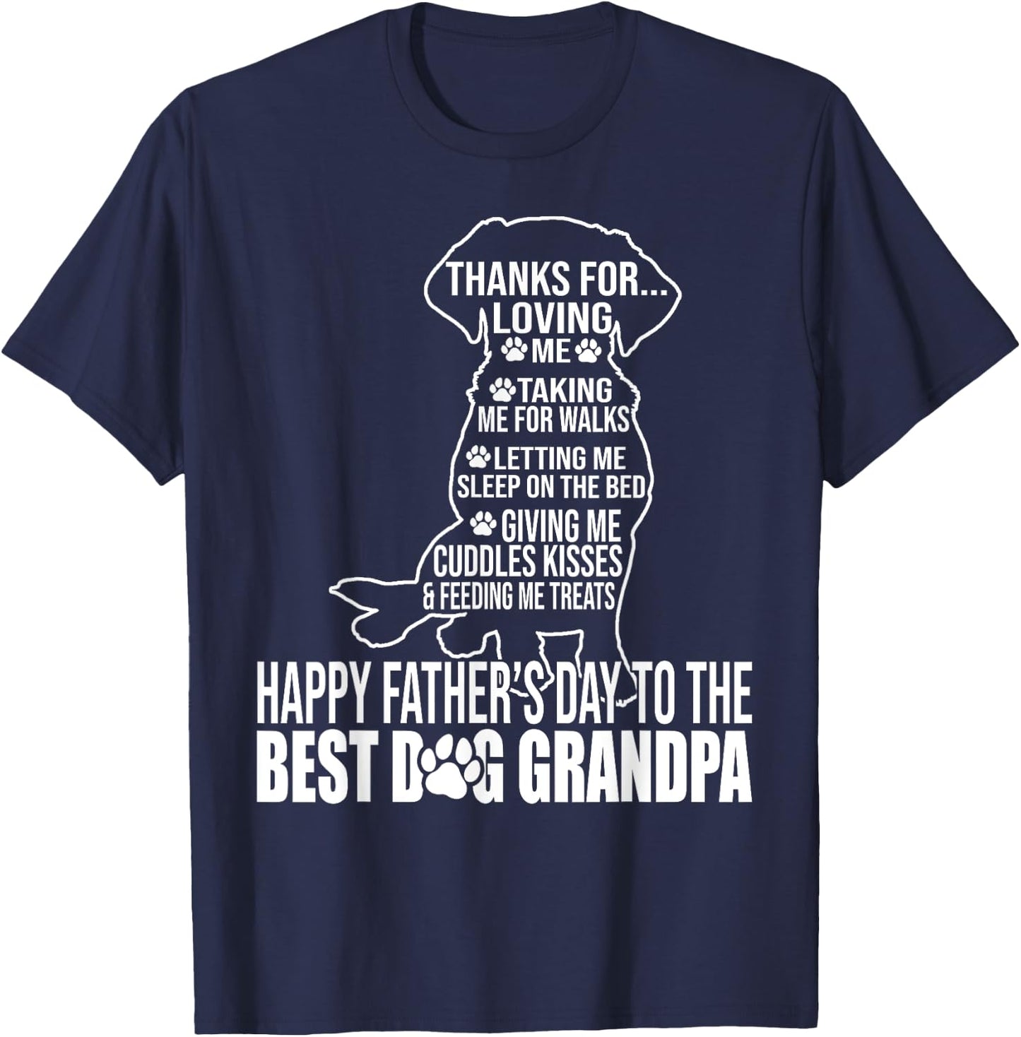 Happy Father's Day To The Best Dog Grandpa Proud Grandpa T-Shirt - T-Shirt | Navy