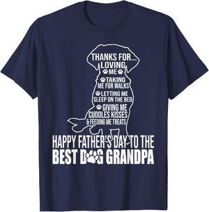 Happy Father's Day To The Best Dog Grandpa Proud Grandpa T-Shirt - T-Shirt | Navy