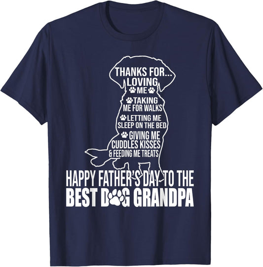 Happy Father's Day To The Best Dog Grandpa Proud Grandpa T-Shirt - T-Shirt | Navy