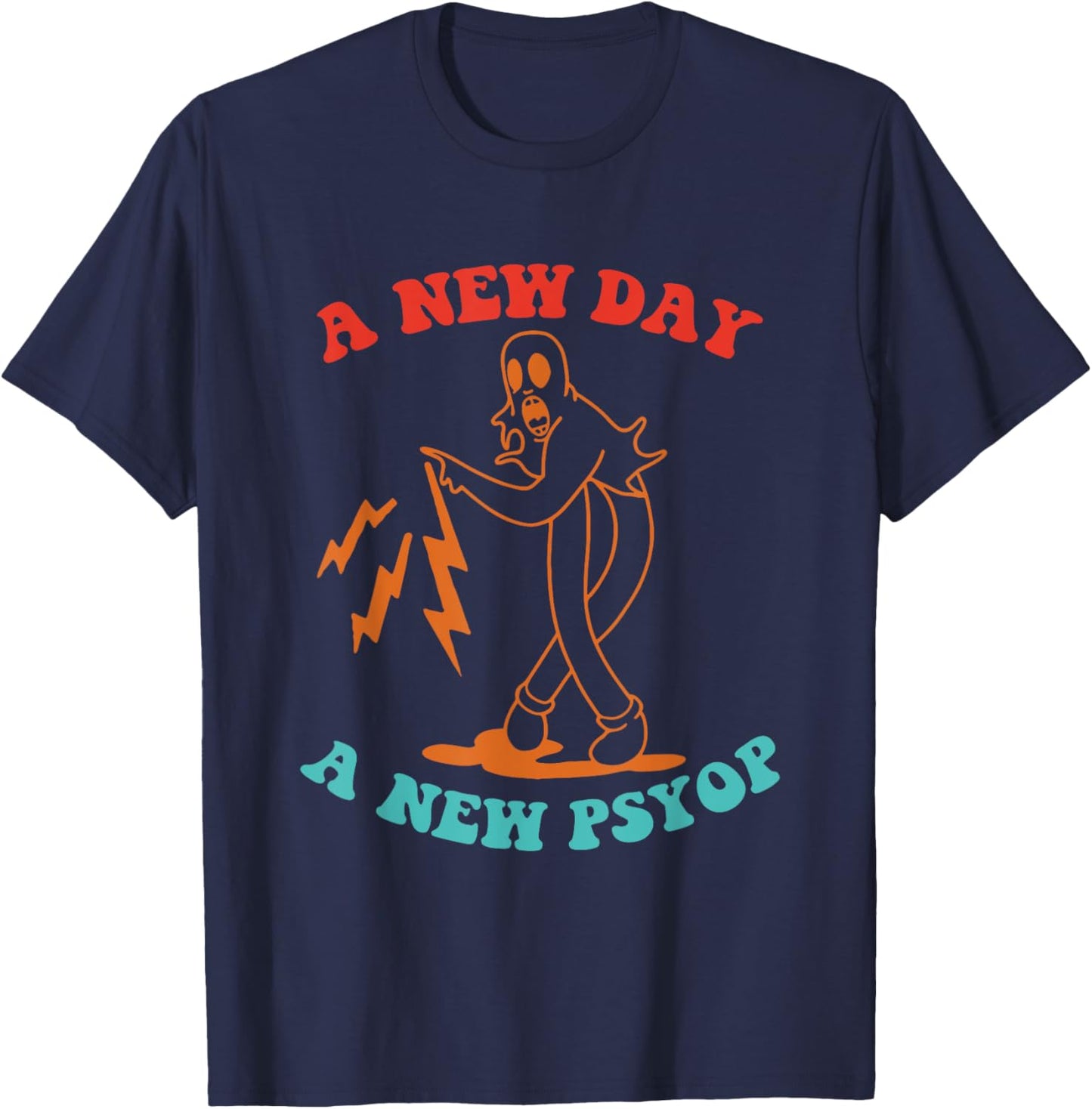A New Day A New Psyop Retro Vintage T-Shirt - T-Shirt | Navy