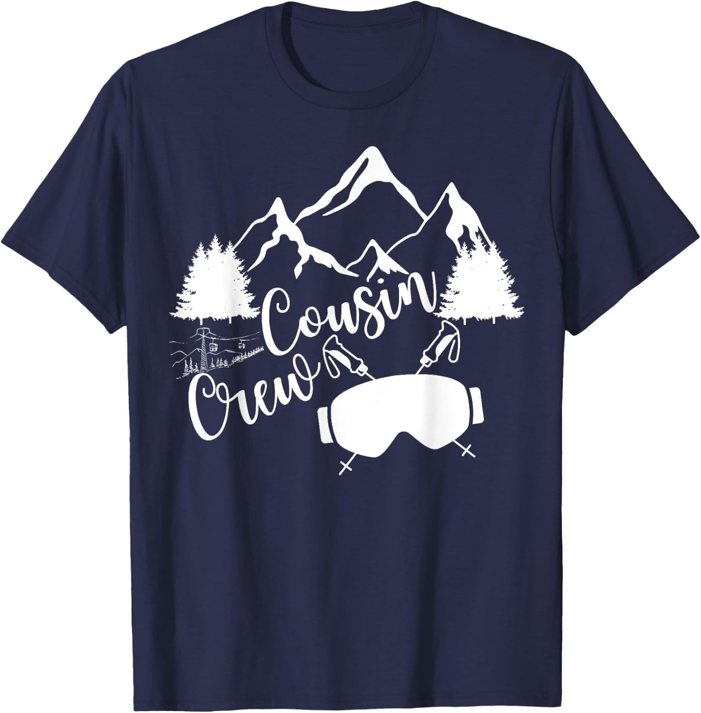 Family Mountain Ski Trip Funny Cousin Crew Matching T-Shirt - T-Shirt | Navy