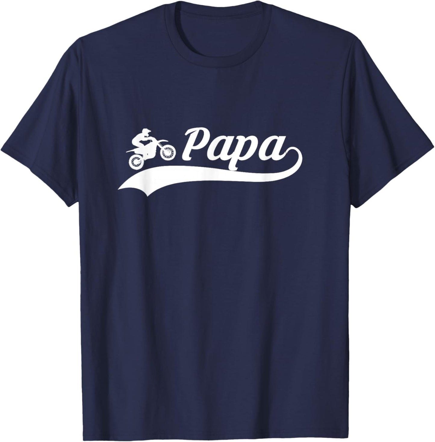 Papa Father Dad Dirt Bike Riding Motocross Biker T-Shirt - T-Shirt | Navy
