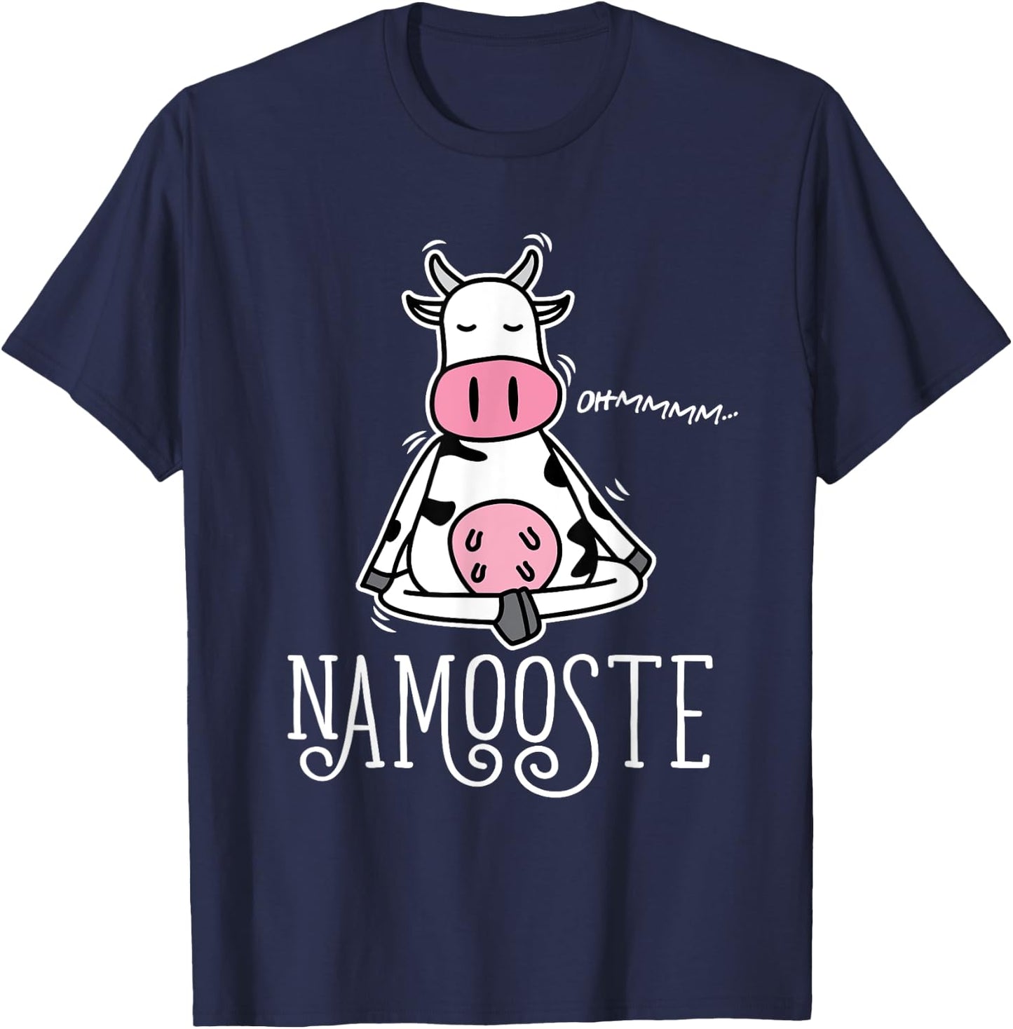 Namooste Cute Funny Silly Yoga Cow Namaste T-Shirt - T-Shirt | Navy