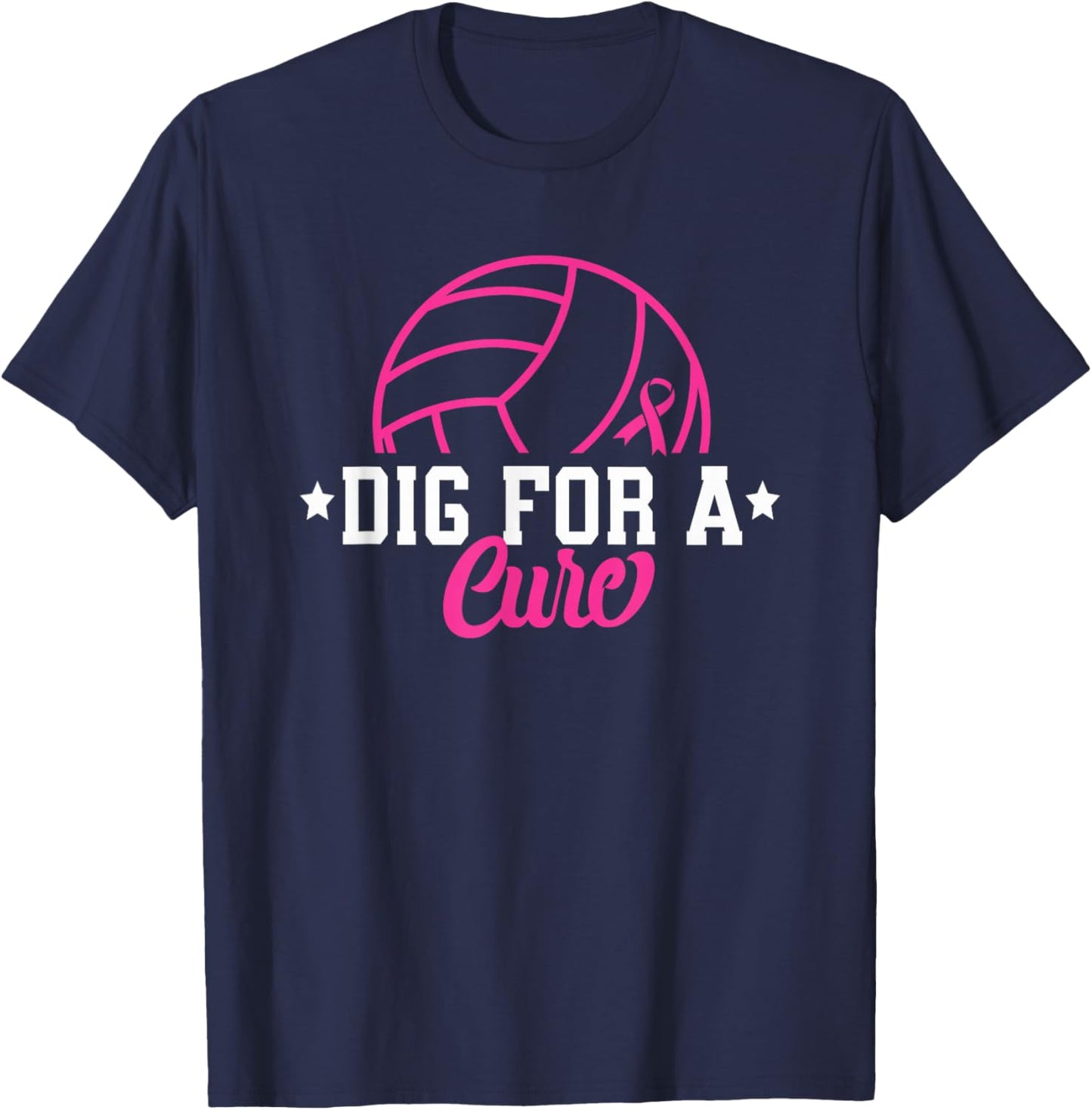 Dig For A Cure Breast Cancer Awareness Volleyball Pink Women T-Shirt - T-Shirt | Navy