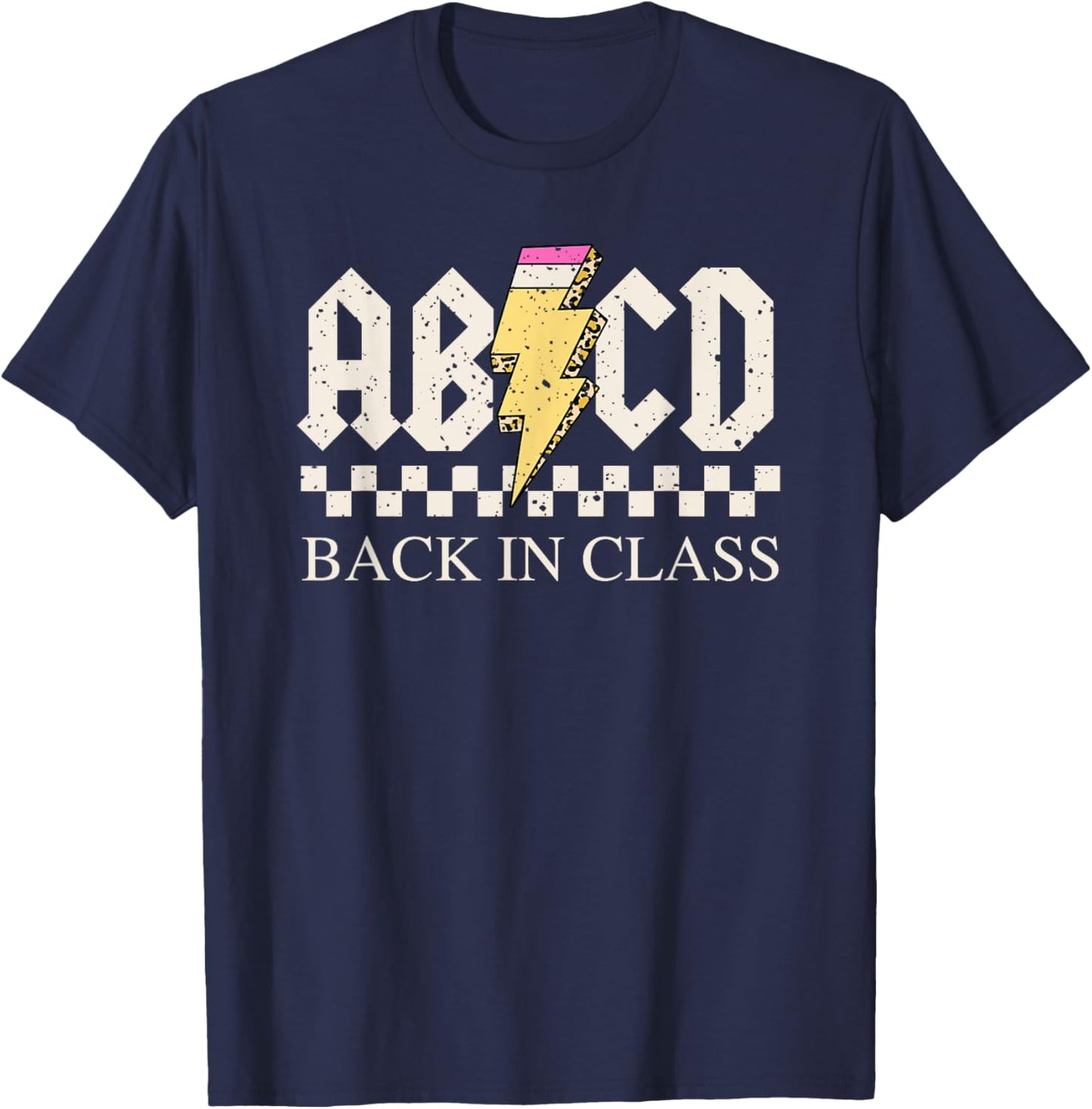 Boys Girls Teachers Rock Back to School ABCD Back in Class T-Shirt - T-Shirt | Navy
