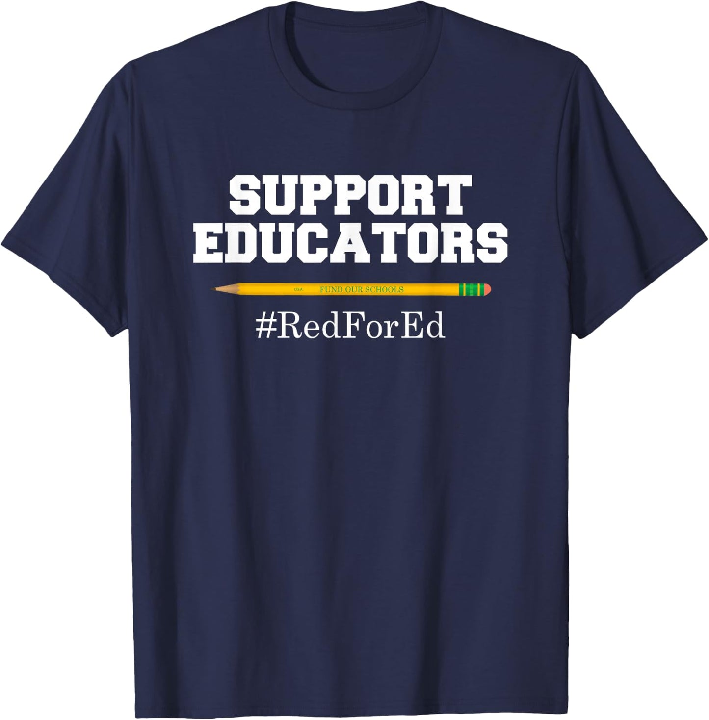 Support Educators Red for Ed T Shirt for Teachers T-Shirt - T-Shirt | Navy