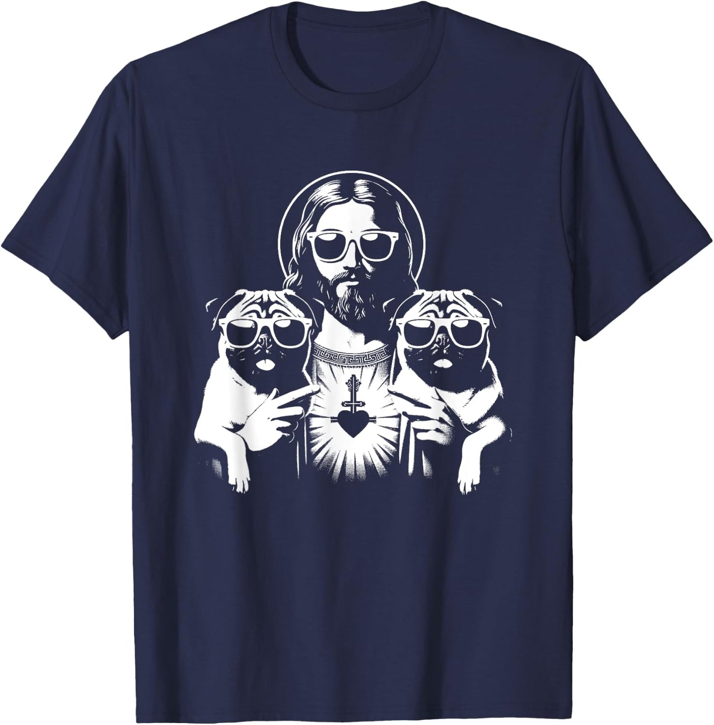 Jesus Pugs - Funny Christian Religious Dog Lover Men Women Girls Kids T-Shirt - T-Shirt | Navy