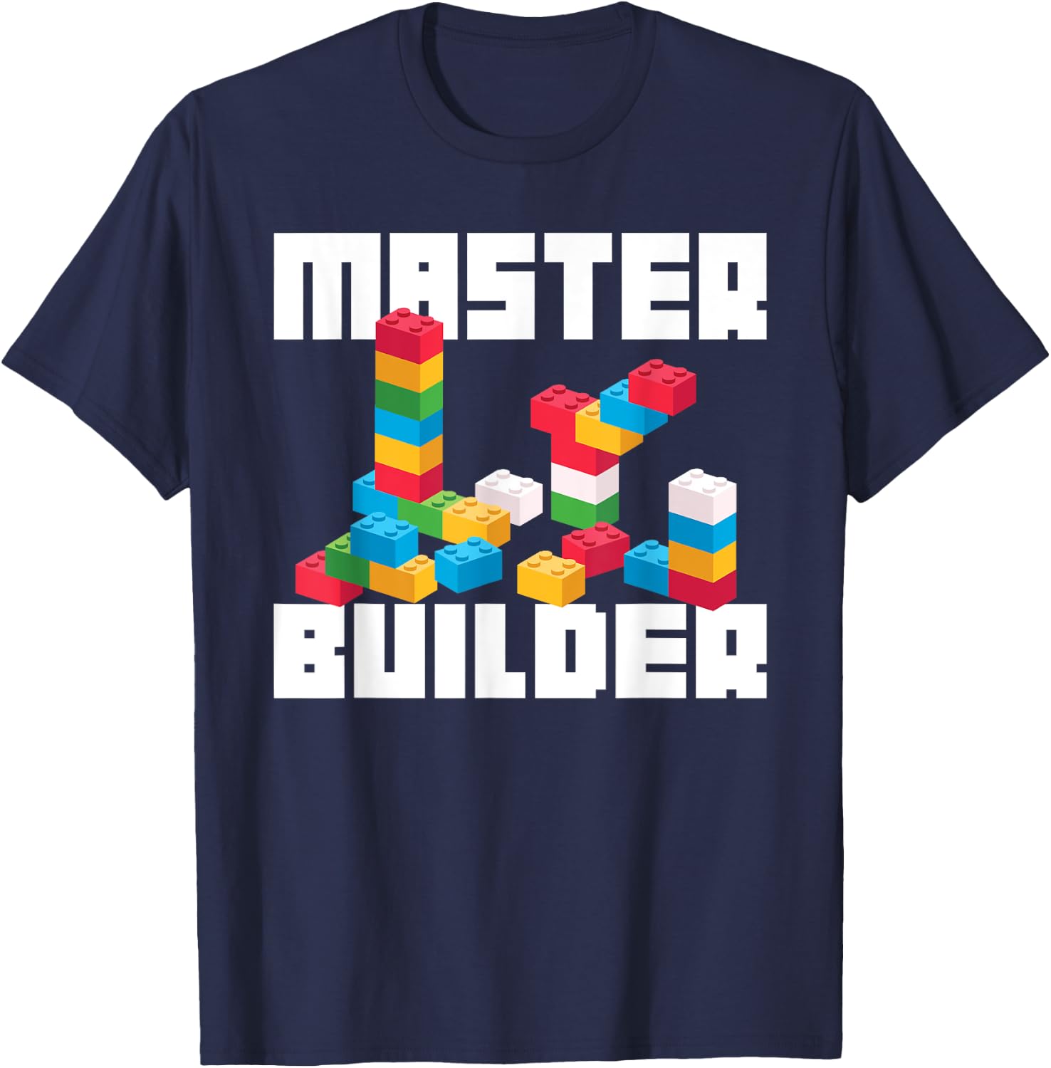 Cool Master Builder Funny Building Blocks Gift Men Women T-Shirt - T-Shirt | Navy
