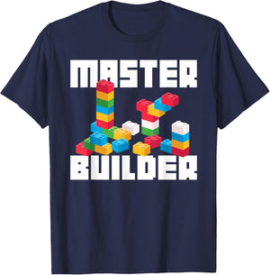 Cool Master Builder Funny Building Blocks Gift Men Women T-Shirt - T-Shirt | Navy