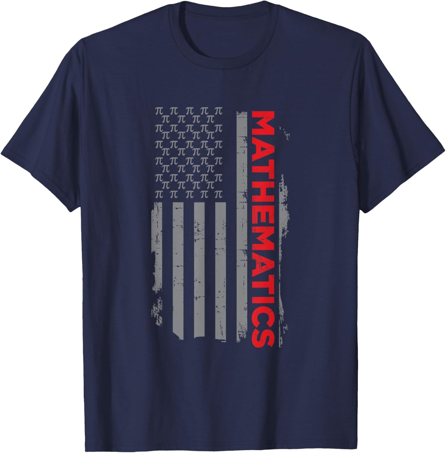 Retro American Flag Mathematics Gift Math Lover Pi Day T-Shirt - T-Shirt | Navy