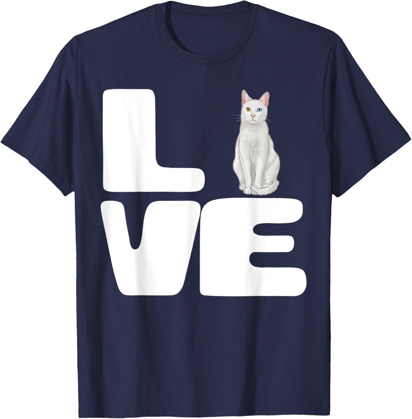 I Love My Khao Manee Cat Lover Gift T-Shirt - T-Shirt | Navy