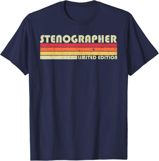 STENOGRAPHER Funny Job Title Profession Birthday Worker Idea T-Shirt - T-Shirt | Navy