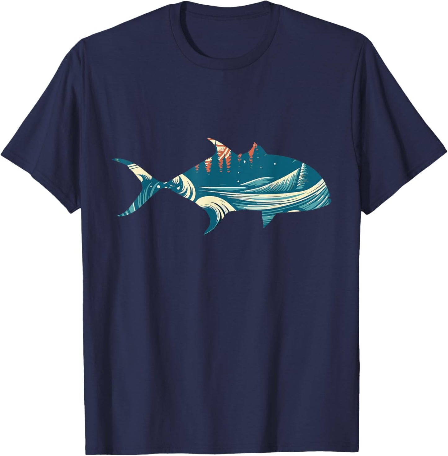 Retro Giant Trevally Fishermens Vintage Fins T-Shirt - T-Shirt | Navy