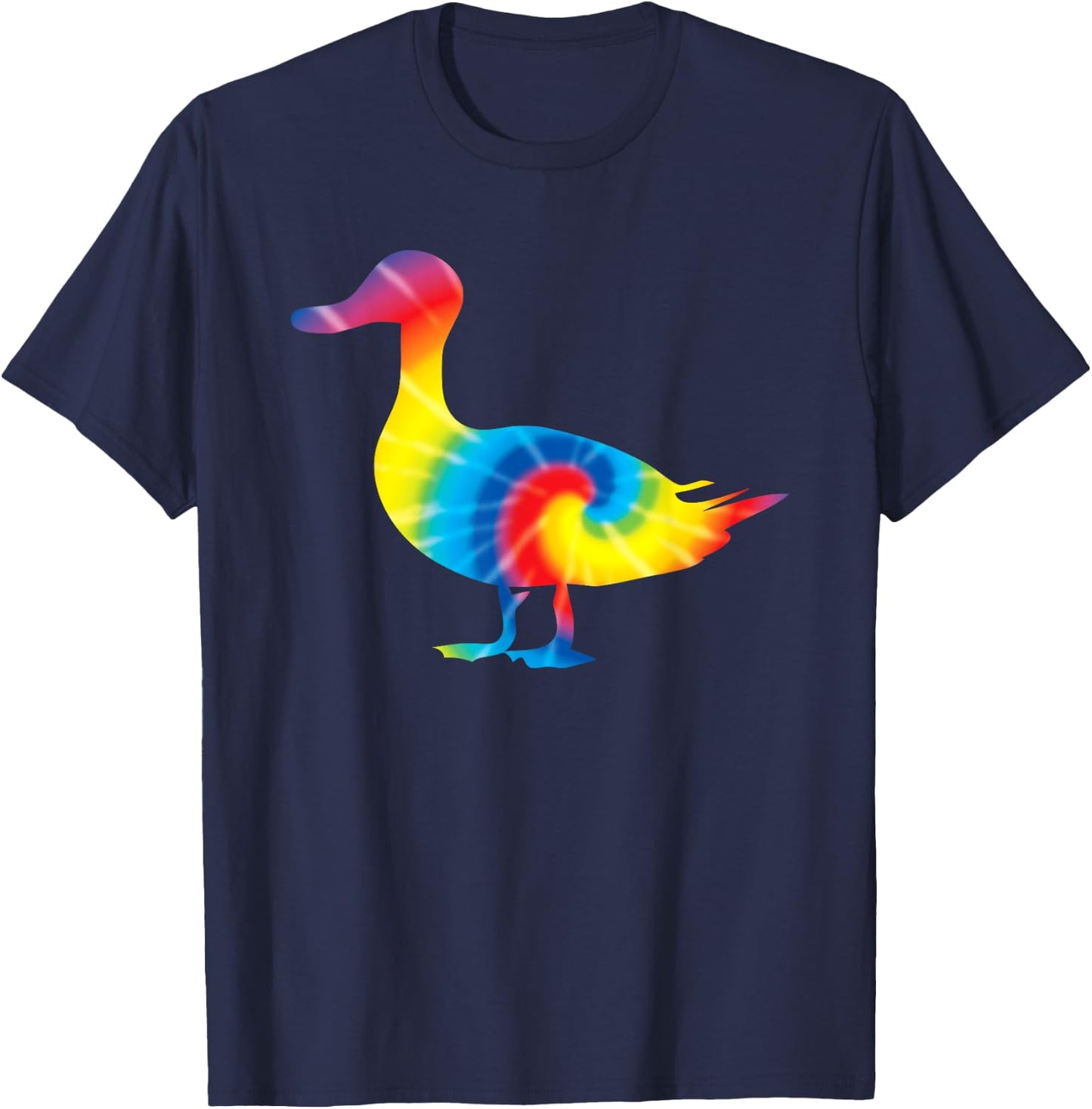 Tie Dye Duck Rainbow Print Mallard Dipper Hippie Peace Gift T-Shirt - T-Shirt | Navy