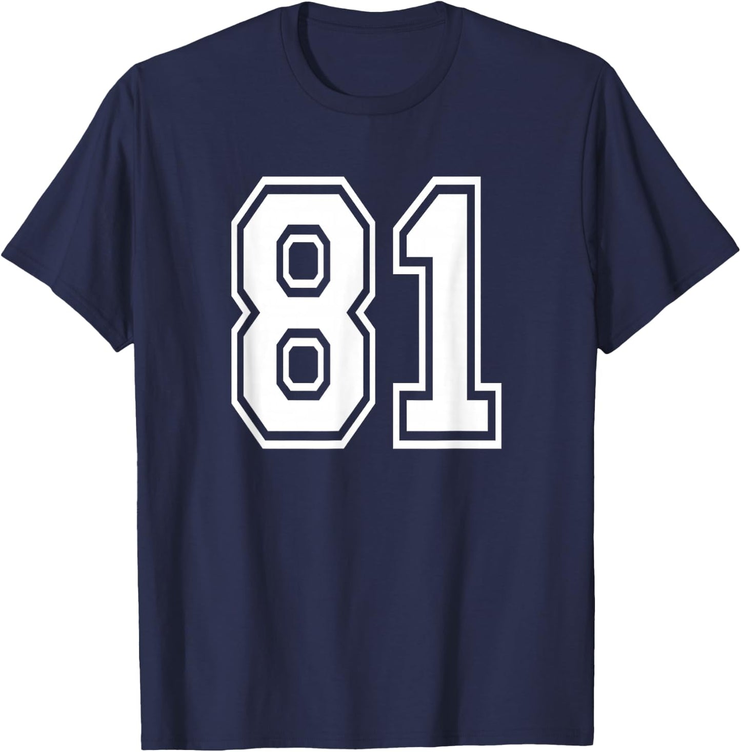 Number 81 Numbered Uniform Sports Jersey Team 81st Birthday T-Shirt - T-Shirt | Navy