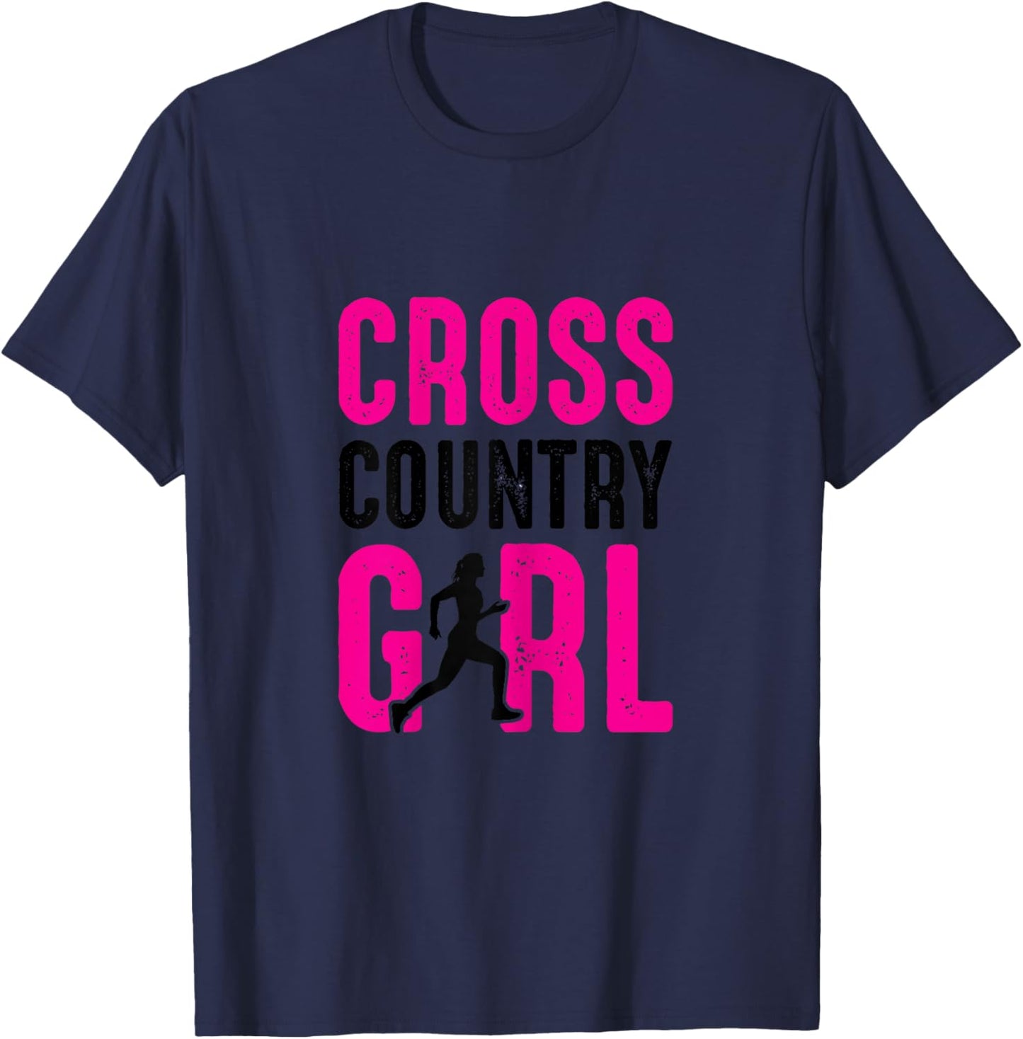 Cross Country Girl Running Jogging Marathon Cute XC Runner T-Shirt - T-Shirt | Navy