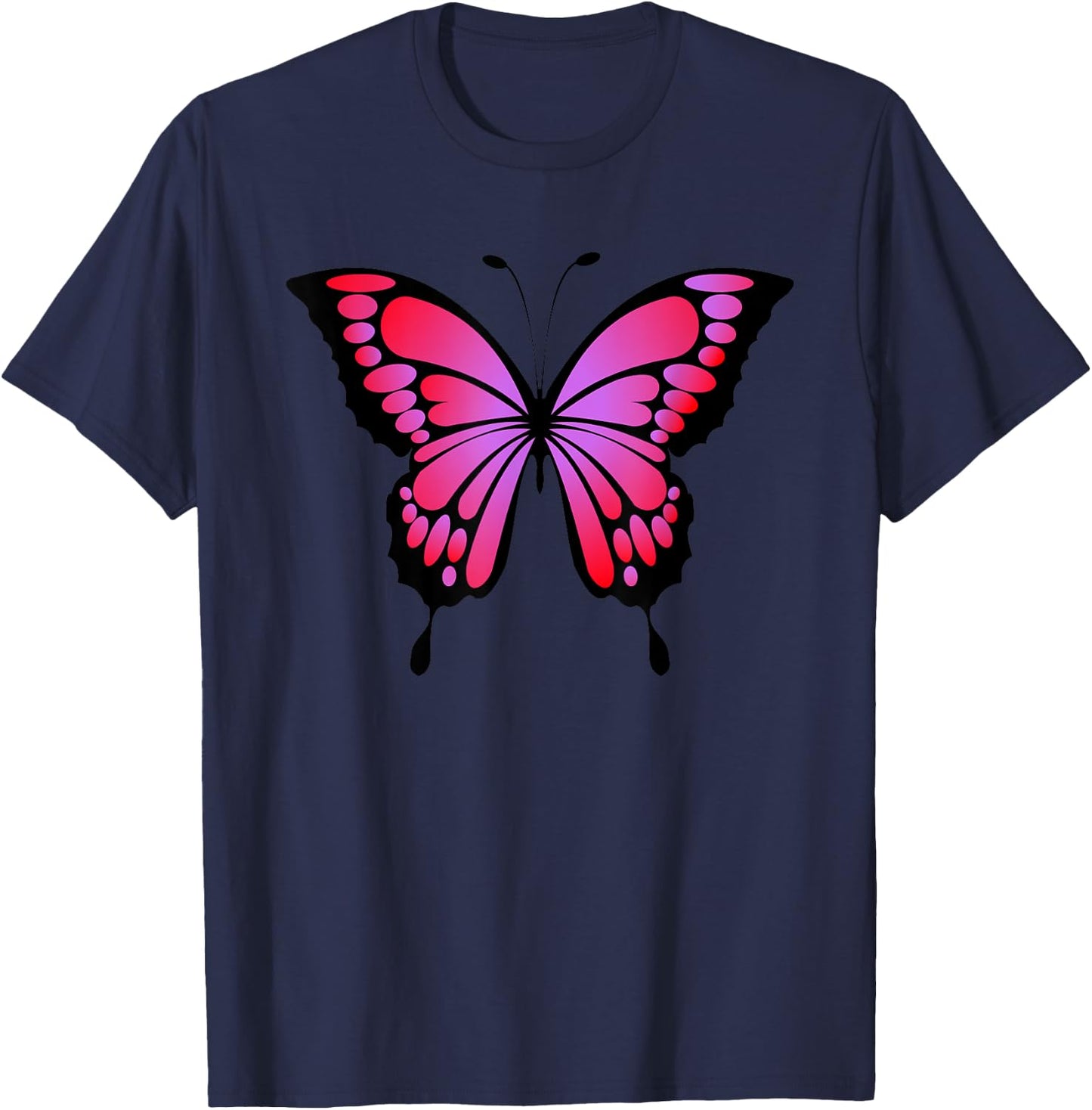 Intense Red and Purple Butterfly T-Shirt - T-Shirt | Navy