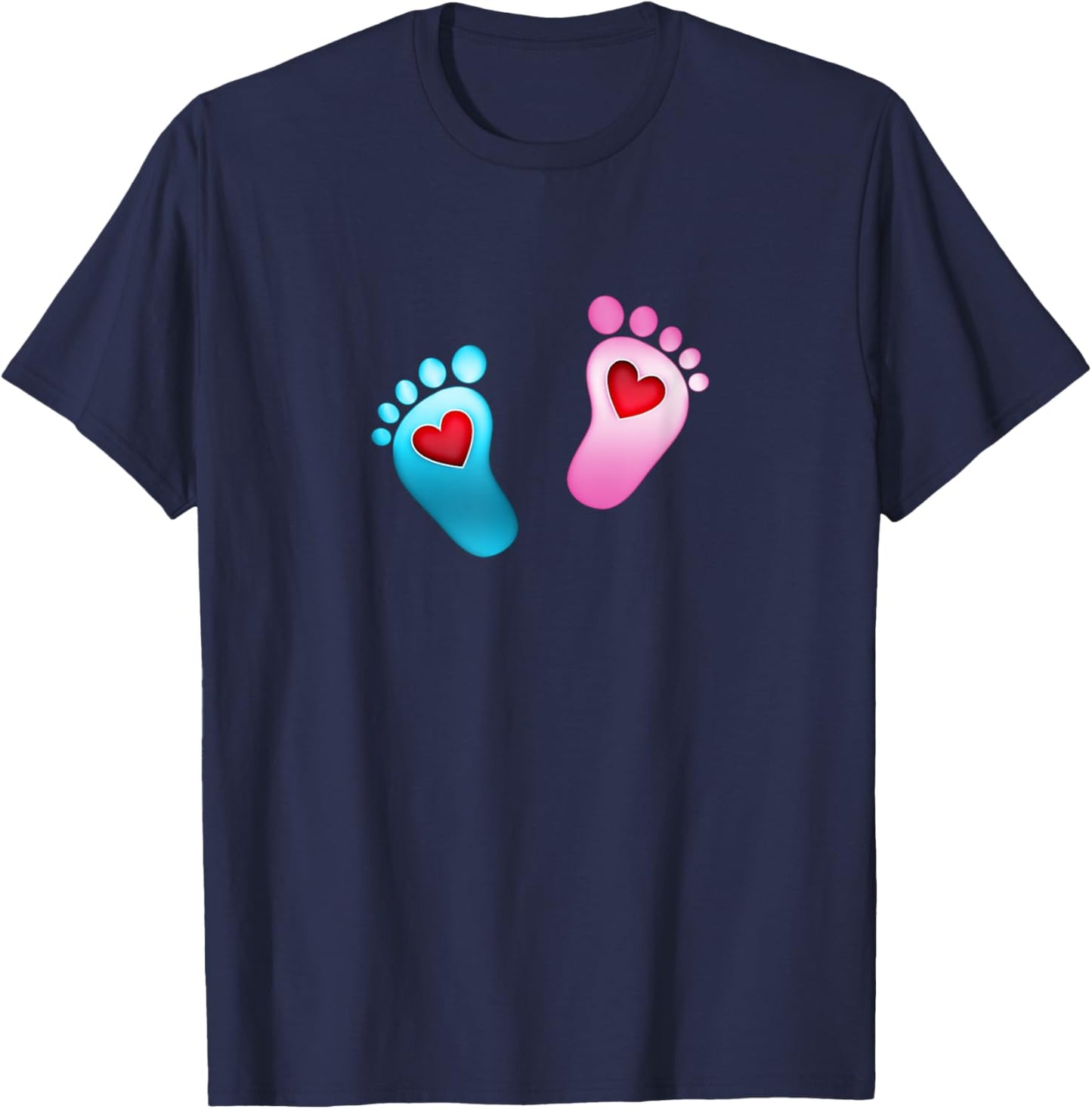 Baby footprint love heart foot feet boy girl valentine T-Shirt - T-Shirt | Navy