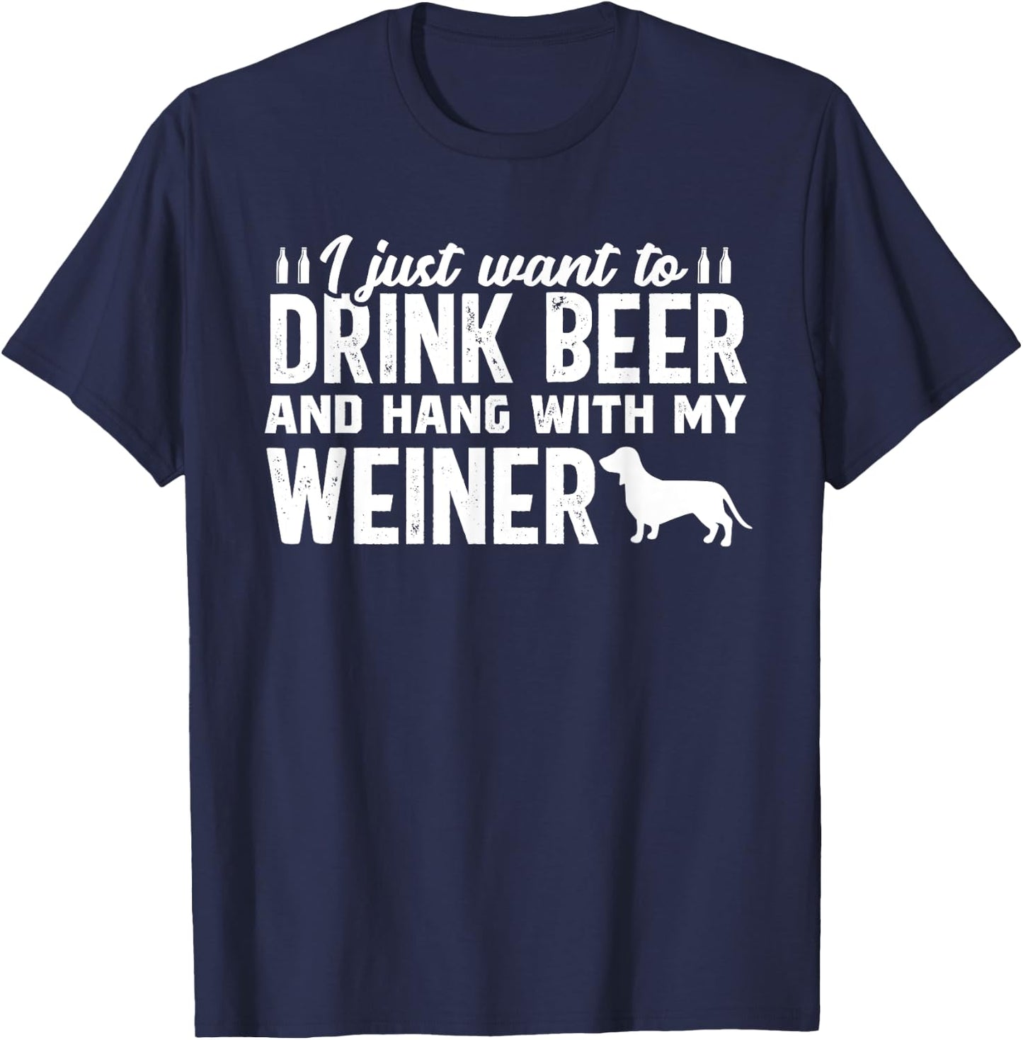 Drink Beer Funny Weiner Daschund Dog Dad Father's Day T-Shirt - T-Shirt | Navy