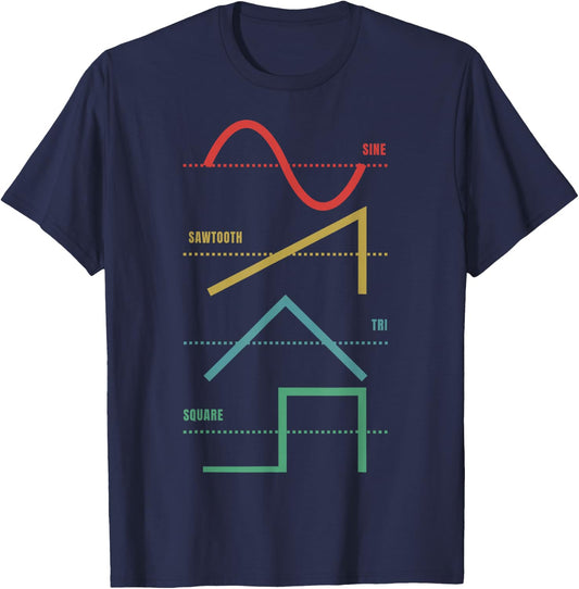 Vintage Analogue Synthesizer Techno Waveform - Synth Nerd T-Shirt - T-Shirt | Navy