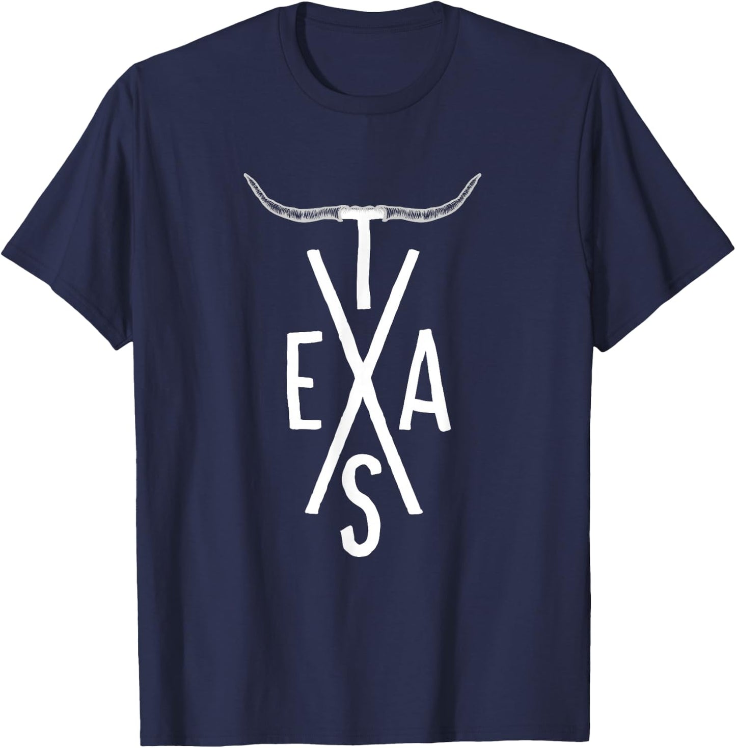 Cool Texas Souvenir Long Cow Horns USA Cowboy Traveler Gift T-Shirt - T-Shirt | Navy