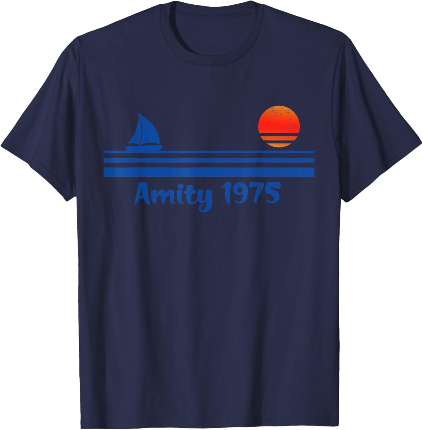 1975 Funny Outfits Shark Lovers Adorable Ocean Happily T-Shirt - T-Shirt | Navy