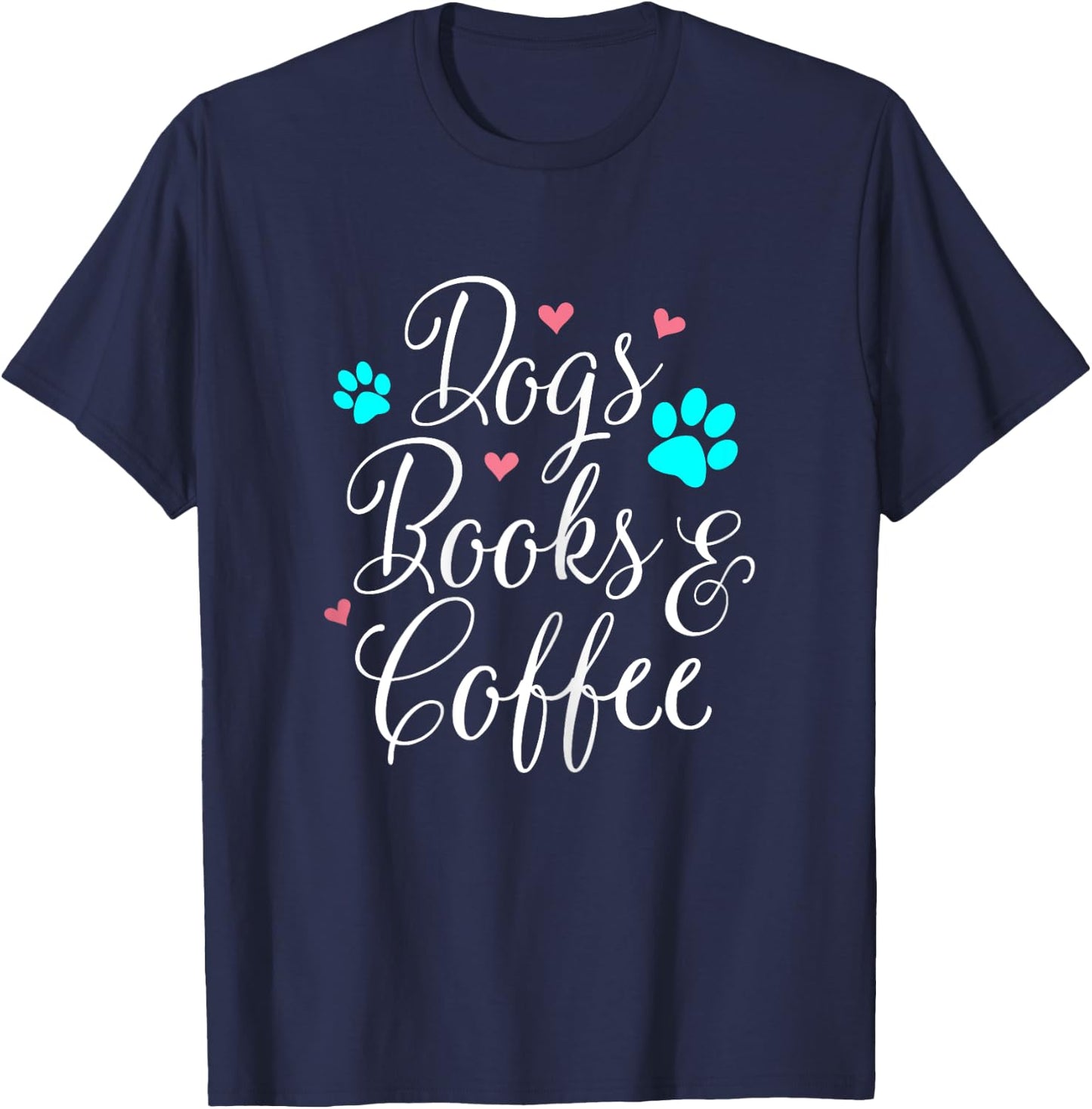 Dogs Books And Coffee T-Shirt - T-Shirt | Navy