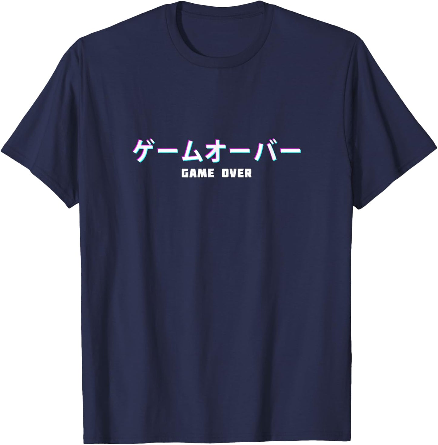Game Over Japanese Text Sad Vaporwave Aesthetic T-Shirt - T-Shirt | Navy