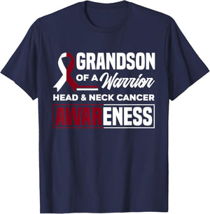 Grandson Of A Warrior Support Head & Neck Cancer Awareness T-Shirt - T-Shirt | Navy