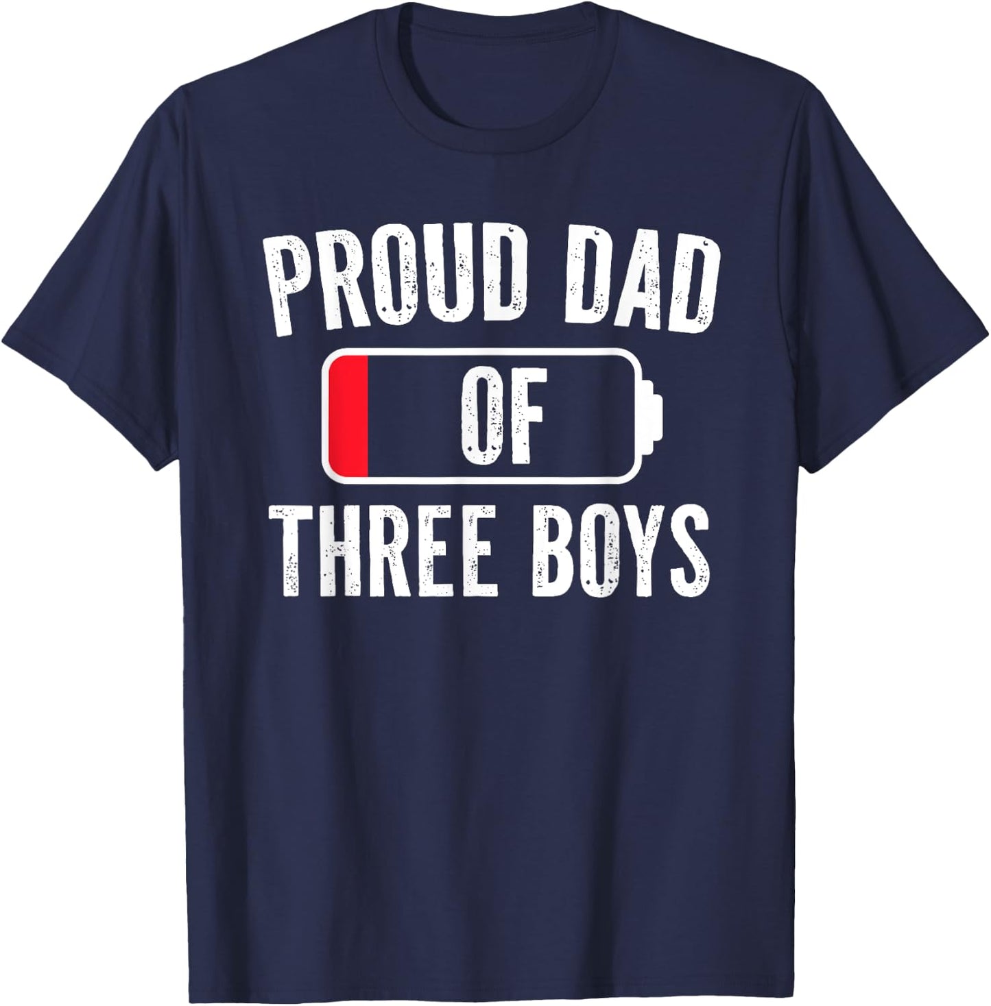 Boy Dad, Dad Of Three Boys Daddy of 3 Sons Father's Day T-Shirt - T-Shirt | Navy