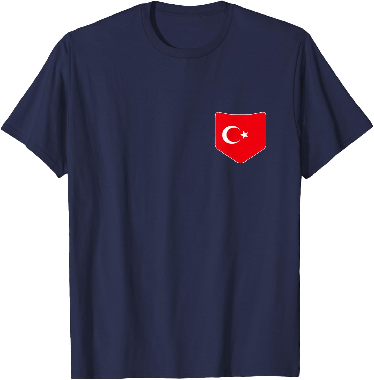 Turkey Flag with Printed Turkish Flag Pocket T-Shirt - T-Shirt | Navy