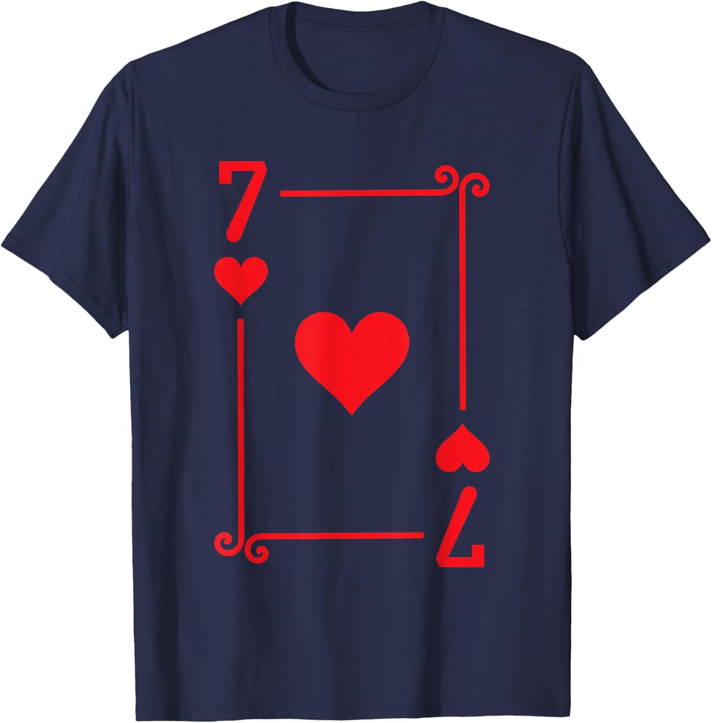 Playing Cards Costume - 7 Hearts Card - Seven Card T-Shirt - T-Shirt | Navy