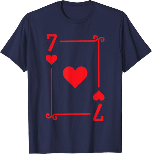 Playing Cards Costume - 7 Hearts Card - Seven Card T-Shirt - T-Shirt | Navy