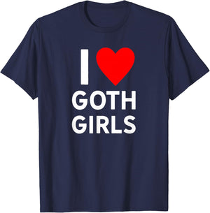 Love Goth Girls Heart Trendy Egirl Eboy GF Aesthetic Vibe T-Shirt - T-Shirt | Navy